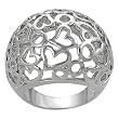 Silvertone Circle and Heart Cut-out Dome Ring