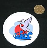3 button / pin printed with water, artistic, wing, waves, wildlife, crane, profile, wading, stylized, side view, avian, animal, bird