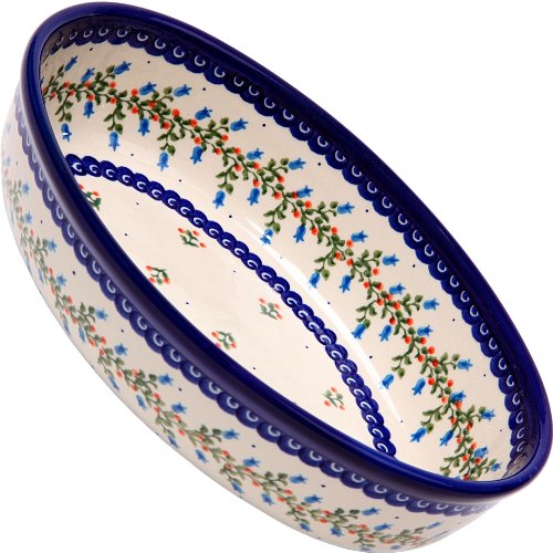 Polish Pottery Ceramika Boleslawiec-1210/166 9-2/3 by 6-7/10-Inch Oval Mirek Baker 2, Royal Blue Patterns