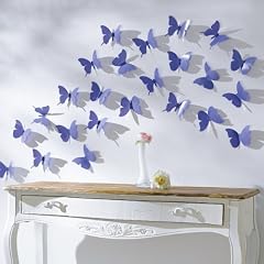 Schmetterlinge Set 12 tlg. zum Kleben Wandtattoo Wanddeko lila