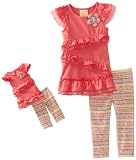 Dollie & Me Girls 2-6x Ruffled Dress With Legging Set And Doll Garment