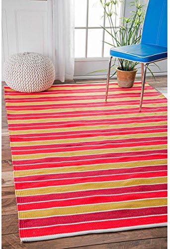 nuLOOM Handmade Flatweave Resort Stripes Orange Rug (7'6 x 9'6)