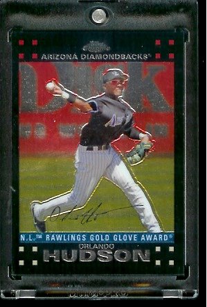 2007 Topps Chrome #263 Orlando Hudson Arizona Diamondbacks Gold Glove Award Winners Baseball Card - Mint Condition - Shipped In Protective Display Case !