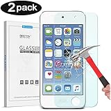 Omoton New iPod touch (6th Gen, 2015 Released) Tempered Glass Screen Protector, 0.26mm Ultrathin Screen Protector with [9H Hardness] [Super Clarity] [Scratch-Proof] [No-Bubble Installation], 2 pack
