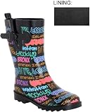 Capelli New York Shiny Ny Boroughs Printed Ladies Short Rain Boot Black Combo 9