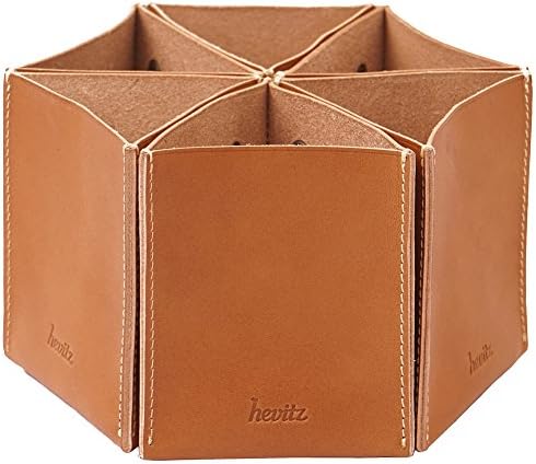 Hevitz Genuine Leather 5530 Pen, Pencil Pot - 6 Piece Set One Size Light Brown