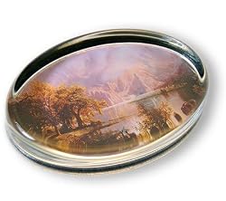 View of the Rocky Mountains - Oval Glass Paperweight