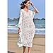MG Collection White Lace Boho Style Long Swimsuit Coverup / V Neck Beach Dress