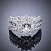 Fashion Elegant Silver Jewelry Austrian Crystal Sunflower Lucky Ring Wedding Ring