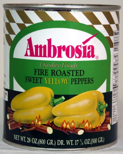 Ambrosia Peppers, Yellow, Fire Roasted, 28 oz. can by Evily World Foods