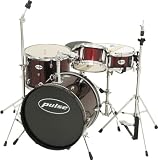 Pulse 4-piece Junior Drum Set, Wine Red