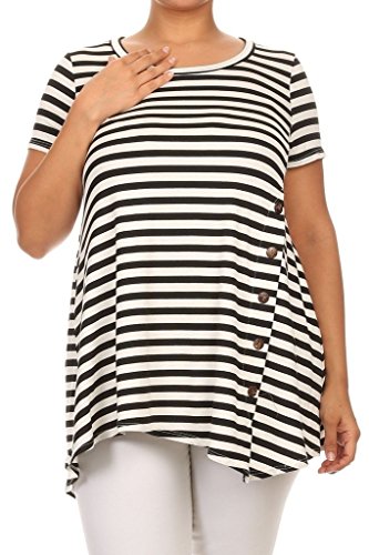 (Plus Size) Printed 3/4 Kimono Sleeve Boat Neck Short Dress (MADE IN U.S.A)