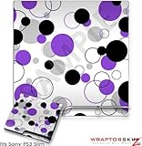 Sony PS3 Slim Skin - Lots of Dots Purple on White