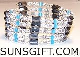 TIBETAN SILVER CLEAR CRYSTAL Magnetic Bracelet SKY BLUE