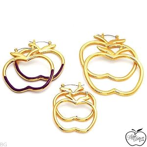 Nice Lot - 3 APPLE BOTTOMS Nice Brand New Earrings Made of Lavender Enamel and Gold Plated Base Metal. Total item weight 49.2g and Closeout