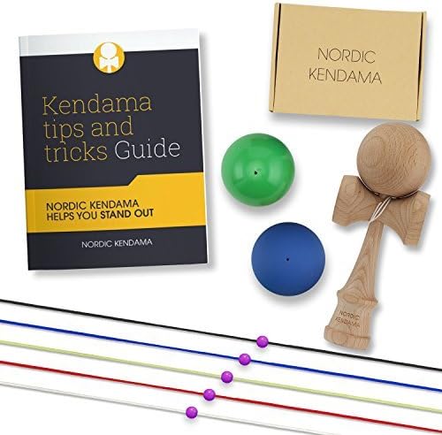 Professional Kendama Toy Bundle With Instruction E-Book, Extra Balls And 5 Color Strings | Fun, Entertaining Japanese Game Of Skill | High-Quality, Durable &amp; Eco-Friendly | Great For Tricks, Improving Hand-Eye Coordination &amp; Stress Relief