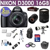 Nikon D3000 + Sigma 18-200 Lens + 650-1300mm Lens