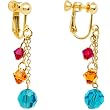 Gold Tone Multicolor Jeweled Dangle Clip On Earrings MADE WITH SWAROVSKI ELEMENTS