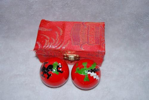 Red Phoenix and Dragon Chinese Meditation Ball for Health (2" in Diameter, 2 in One Set)。