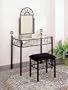 Vanity Table Set in Black Wrought Iron - Coaster