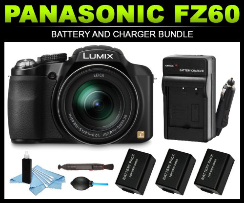 For Sale Panasonic Lumix FZ60 Digital Camera Battery and Charger Bundle (x3 DMW-BMB9PP Batteries Cleaning Kit)