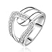 NYKKOLA Jewelry Crystal Paved Unique Design Silver Ring