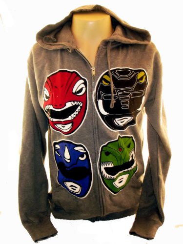  Mighty Morphin' Power Rangers Hoodie Sweatshirt - Four Rangers on Gray