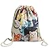 Canvas Drawstring Bag Cartoon Printed Backpack School Bags Shopping Sackpack