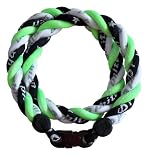 Phiten Triple Twist Necklace: Black/Optic Green/White 20 Finished Length