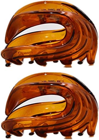 Fancyin Plastic Multi-color 3.15 inches Conch design Hair Claw Clip for women, pack of 2 (Light Brown)