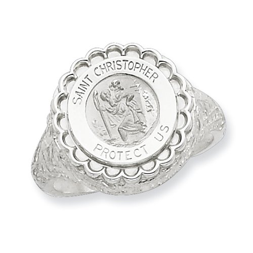 Sterling Silver Saint Christopher Ring Size 8