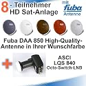 Fuba DAA 850 HD Sat Anlage - 8 Teilnehmer (Octo-Switch-LNB) - Sat Anlage bestehend aus Fuba DAA 850 in Ihrer Wunschfarbe + ASCI LQS 840 Octo-Switch LNB