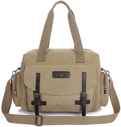 Xiebag Men's Cross Body Retro Messenger Canvas Shoulder School Travel DSLR Bag Khaki