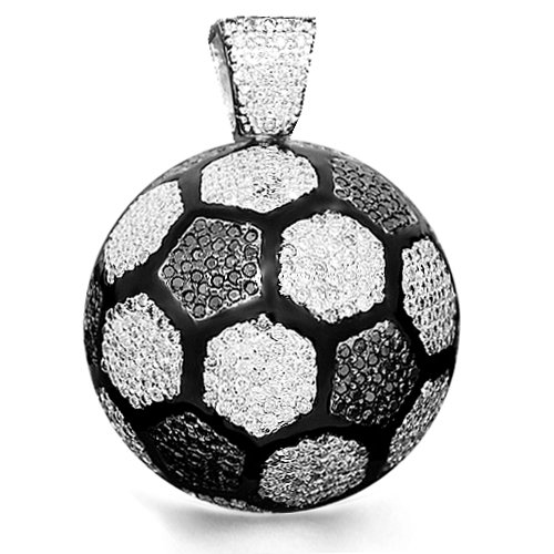 14K White Gold Mens Custom Diamond Soccer Ball 