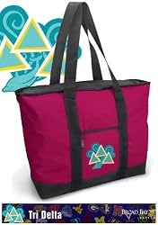 Tri Delta Dolphin Design Tote Bag Rich Pink Tri Delta - For Travel or Beach Best Unique Gift Ideas for Her, Women, or Ladies