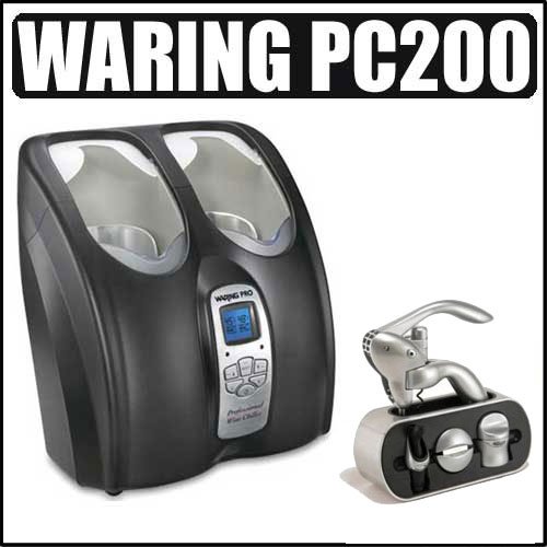 Waring Pro PC200 Double Wine Chiller with Metrokane Houdini Lever-Style Corkscrew Wine Tool Stand