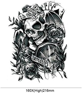 Aobee Removable Sweatproof Temporary Skull Rose Solitaire Bell Tattoo Body Stickers
