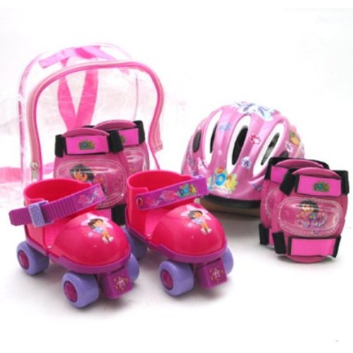 Dora l'exploratrice - Patin à roulettes baby quad réglable avec set de protection