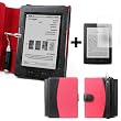 ForeFront Cases� Lederh�lle / H�lle / Schutzh�lle - Synthetik mit LED LICHT Rot / Schwarz - f�r den neuen AMAZON KINDLE (4) WLAN, 15 cm (6 Zoll) E Ink Display, Schwarz - 5TH GENERATION SEPT 2012 - Case Cover mit Leselampe + Displayschutzfolie im Wert von 4,50 EUR