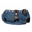 Blue Denim Purse / Handbag with Studs and Leather made from Vintage, Used Denim