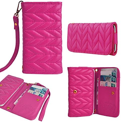 4.7" iPhone 6 case,Elonbo 3D Fashion Quadrilateral Pattern Wristlet PU Leather Flip Wallet Full Body Protector Case Cover Skin For 4.7" iPhone 6 Samsung Galaxy S3 S4 i9300 i9500 Amazon Fire Phone HTC One HUAWEI Ascend P7 Sony Xperia ZR LG Nexus 5 BlackBerry Z10 (Hot Pink)