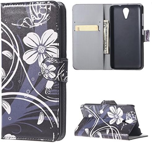 HTC 620G Case,PU Leather [Flip Wallet Case] Stand Protector Shell Cover Case for HTC Desire 620 620G Phone Cases and Covers(White Flower)