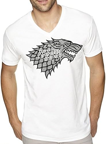 Customized Poly Cotton High Quality Game Of Thrones Men's T-shirt White V-neck