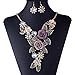 Winson Charm Golden Chain Crystal Choker Statement Bib Necklace Earring Set