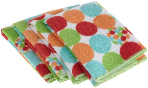 DII Microfiber Terry Printed Juicy Dots Dish Cloth, Set of 4