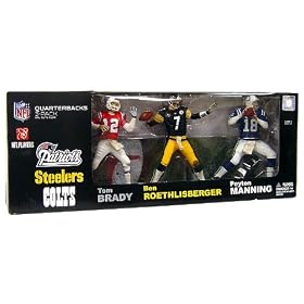 McFarlane Toys NFL Sports Picks Exclusive Elite Club Quarterbacks Action Figure 3-Pack (Tom Brady, Ben Roethlisberger and Peyton Manning)