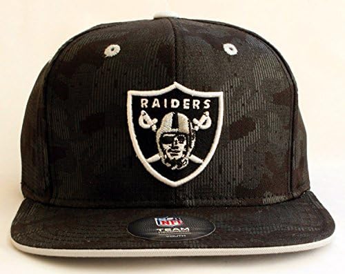 NFL Oakland Raiders Youth (8-20YRS) Adjustable Snapback Hat Authentic NFL Team Headwear Black Camo Design One Size Fits Football Cap