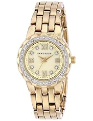 Anne Klein Womens AK/1508CMGB Swarovski Crystal Accented Gold-Tone Bracelet Watch