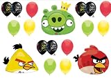 Angry Birds Pig and Red & Yellow Bird Birthday Party Balloons Decorations Supplies