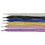 Metallic Glitter Shoe Boot Laces - Pink, Blue, Purple, Gold, Silver or Black